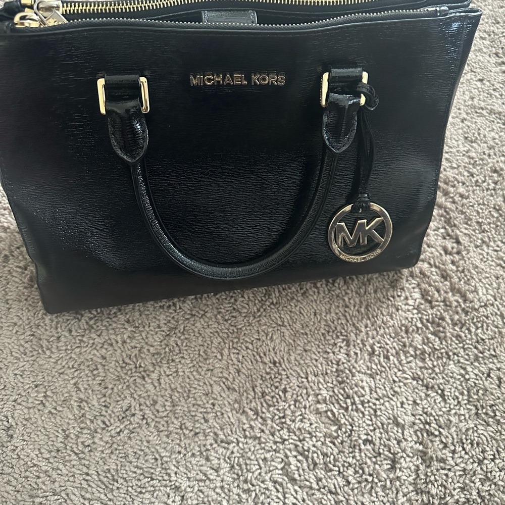 Michael Kors Black Satchel with Gold Accents